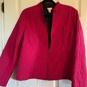 chicos quilted reversable  jacket...bright pink on one side, black on the other